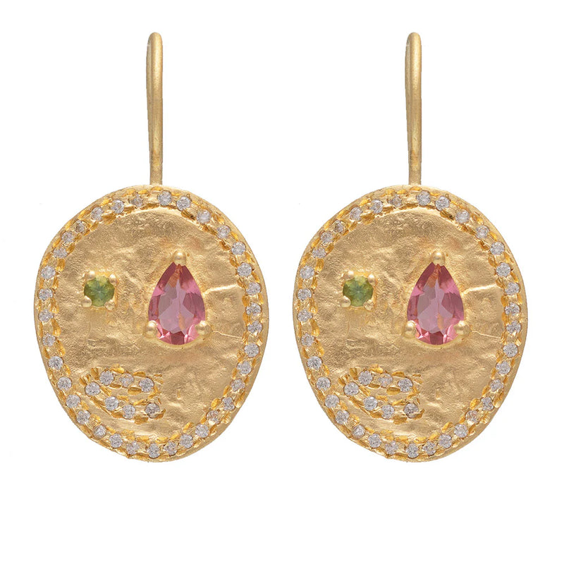 Rubyteva Alila Earrings w Pink & Green Tourmaline