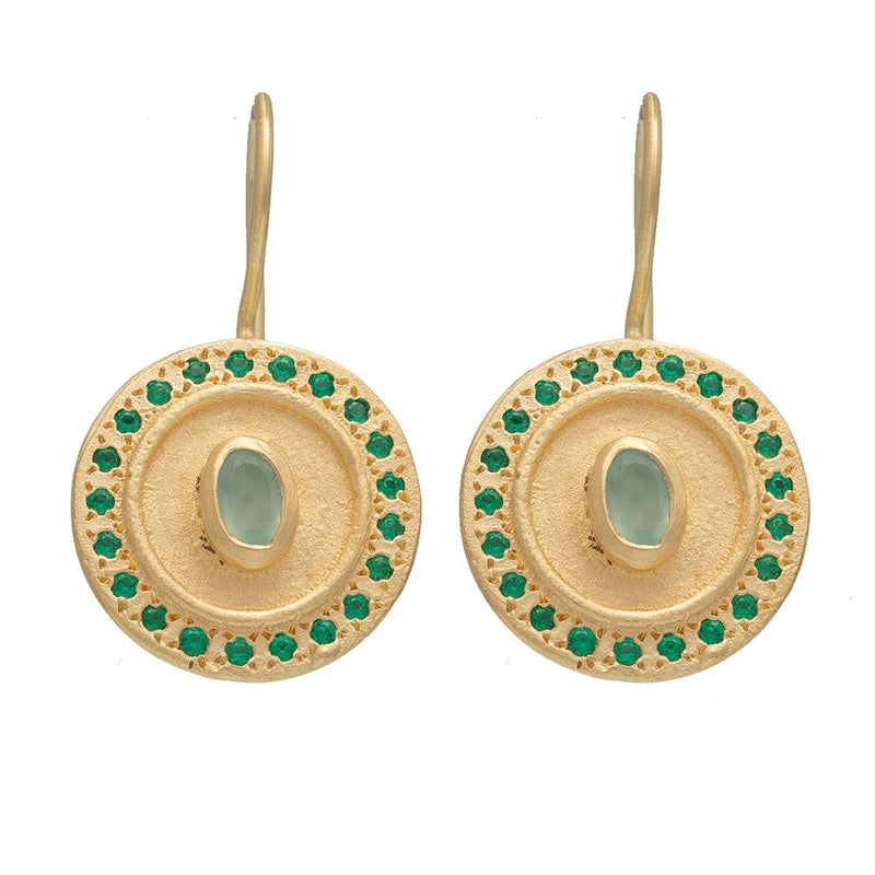 Rubyteva Mandala Earrings w Aqua Chalce & green Zircon