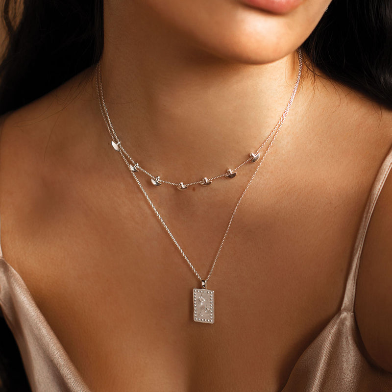Murkani Rectangle Necklace Sterling Silver w White Topaz