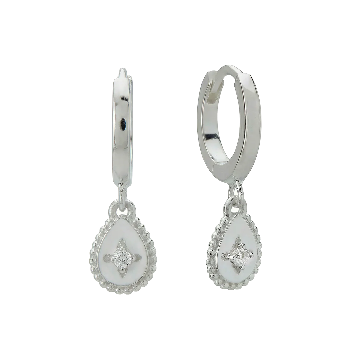 Murkani Reflection Tear Drop Huggies in Sterling Silver