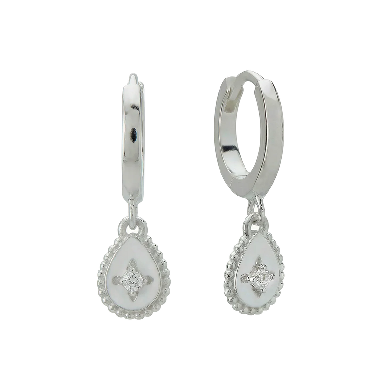 Murkani Reflection Tear Drop Huggies in Sterling Silver