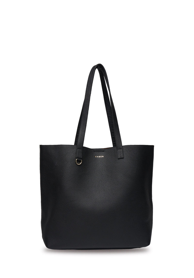 Saben Carter Tote Black w Tan Chain Print