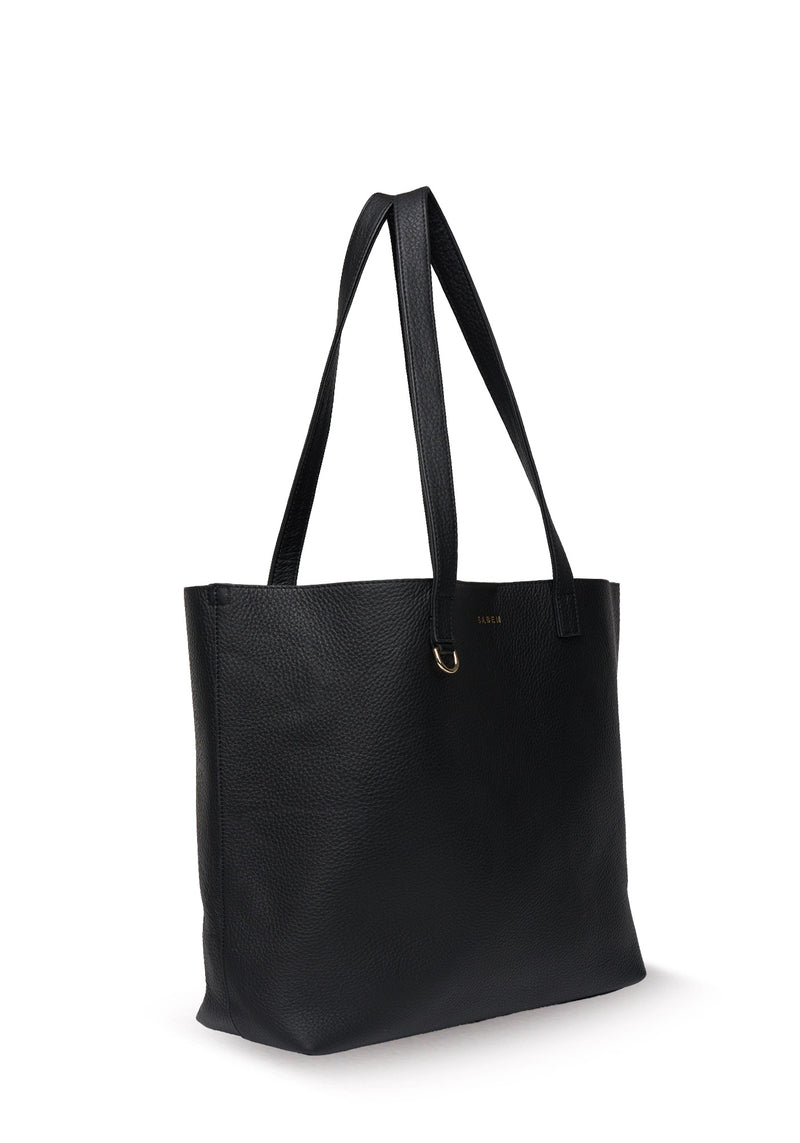 Saben Carter Tote Black w Tan Chain Print