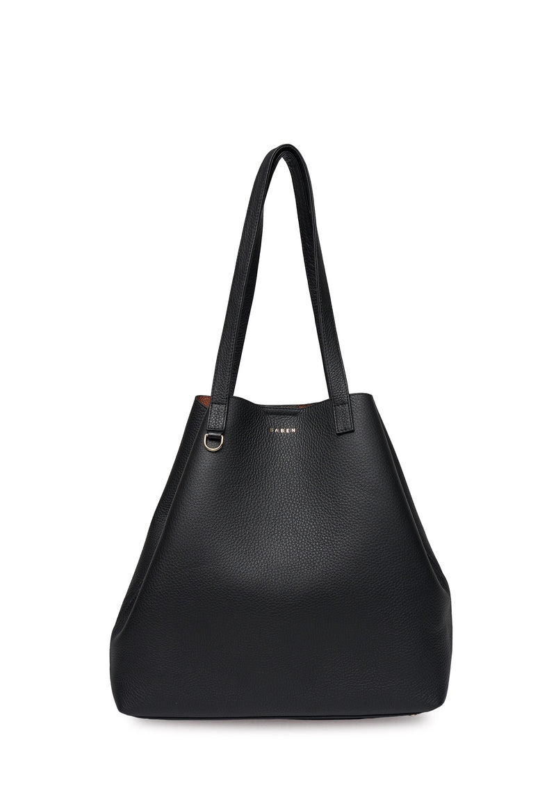 Saben Carter Tote Black w Tan Chain Print