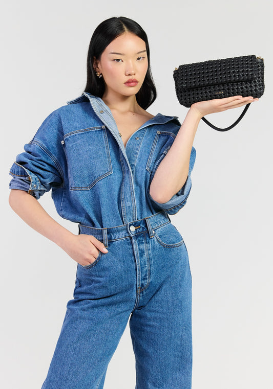 Saben Milla Shoulder Bag Black Fine Braid