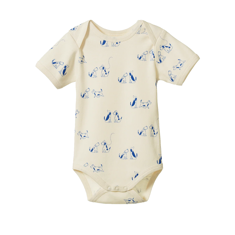 Nature Baby Short Sleeve Bodysuit Dog Walk Print