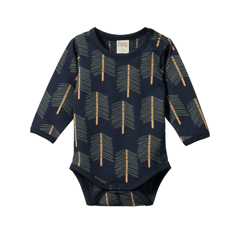 Nature Baby Stretch Jersey L/S Bodysuit - Bramblewood Print