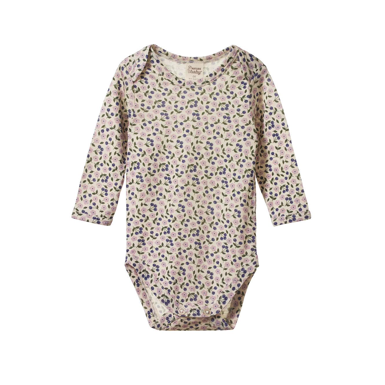 Nature Baby Merino Long Sleeve Bodysuit - Briarwood Lilac Print