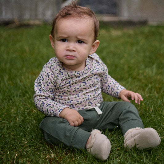 Nature Baby Merino Long Sleeve Bodysuit - Briarwood Lilac Print