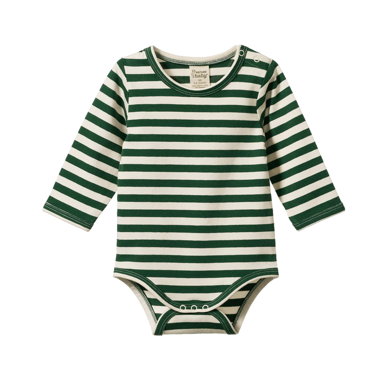 Nature Baby Stretch Jersey Long Sleeve Bodysuit - Eden Sea Stripe
