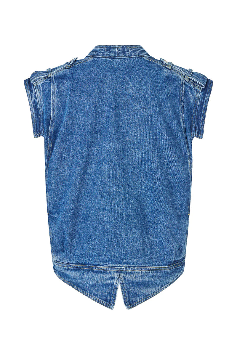 Lollys Laundry Sam Vest - Blue Denim