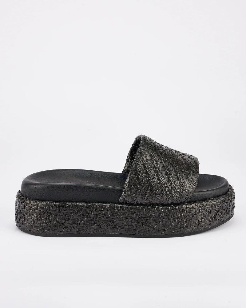 Sol Sana Dustin Flatform - Black Raffia