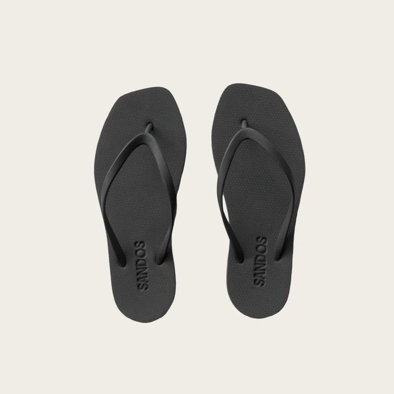Sandos Square Flip Flops - Black