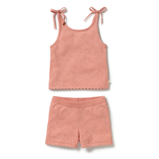 Wilson & Frenchy Petal Pink Organic Knitted Pointelle Set