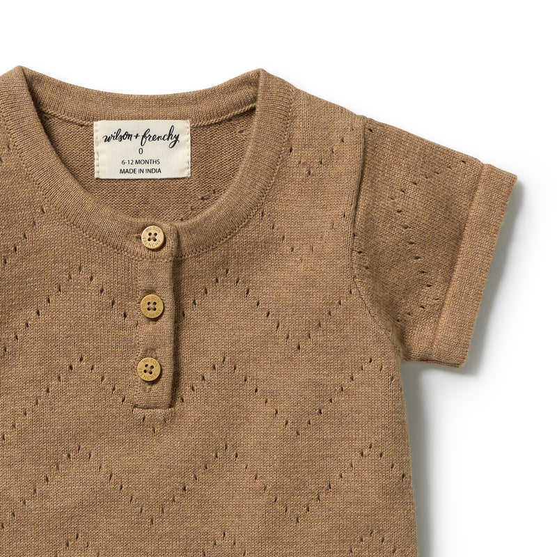 Wilson & Frenchy Ginger Snap Organic Knitted Pointelle Bodysuit