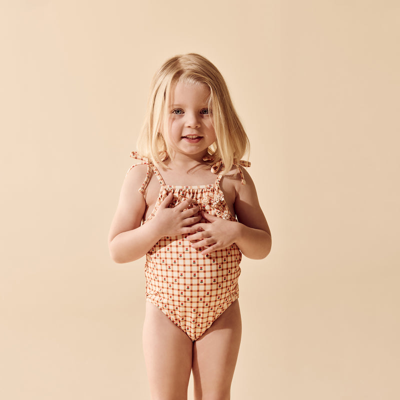 Wilson & Frenchy Checkerberry Cutwork Swimsuit Checkerberry