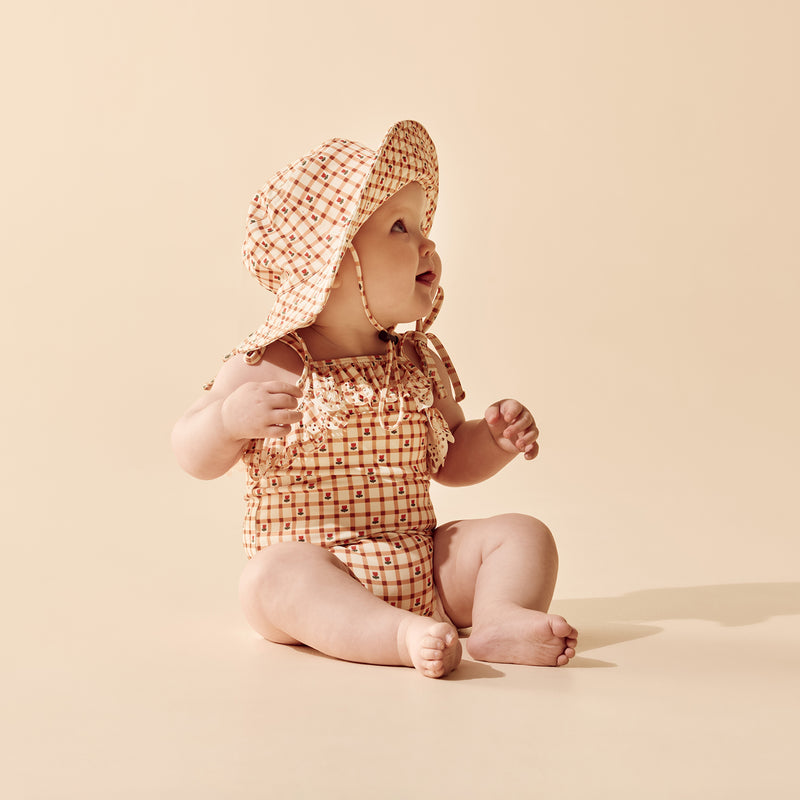 Wilson & Frenchy Checkerberry Cutwork Swimsuit Checkerberry