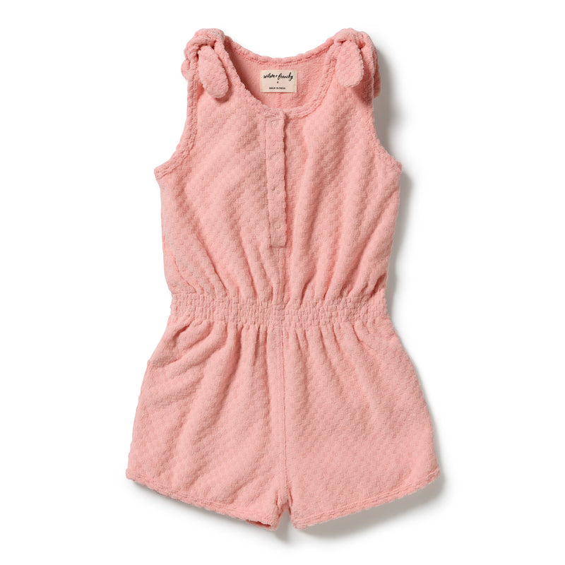 Wilson & Frenchy Petal Pink Check Organic Terry Playsuit