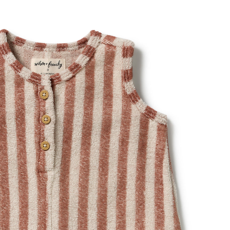Wilson & Frenchy Cherry Cola Stripe Terry Growsuit