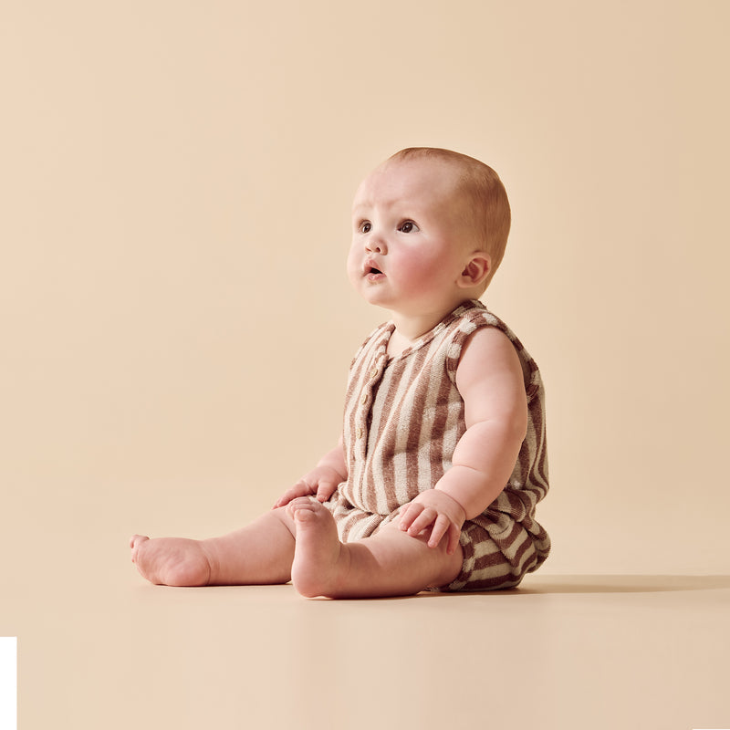 Wilson & Frenchy Cherry Cola Stripe Terry Growsuit