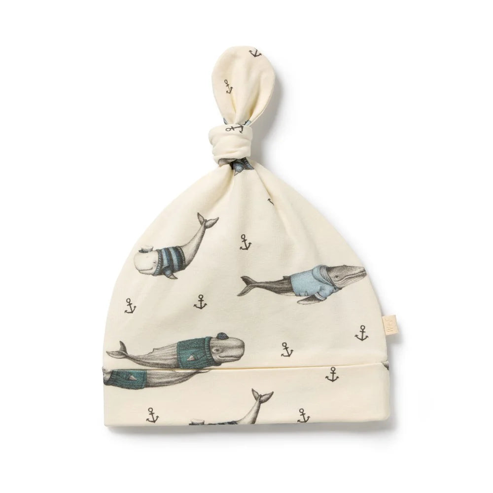 Wilson & Frenchy Woolly Whales Knot Hat - Organic Cotton Jersey