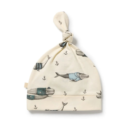 Wilson & Frenchy Woolly Whales Knot Hat - Organic Cotton Jersey