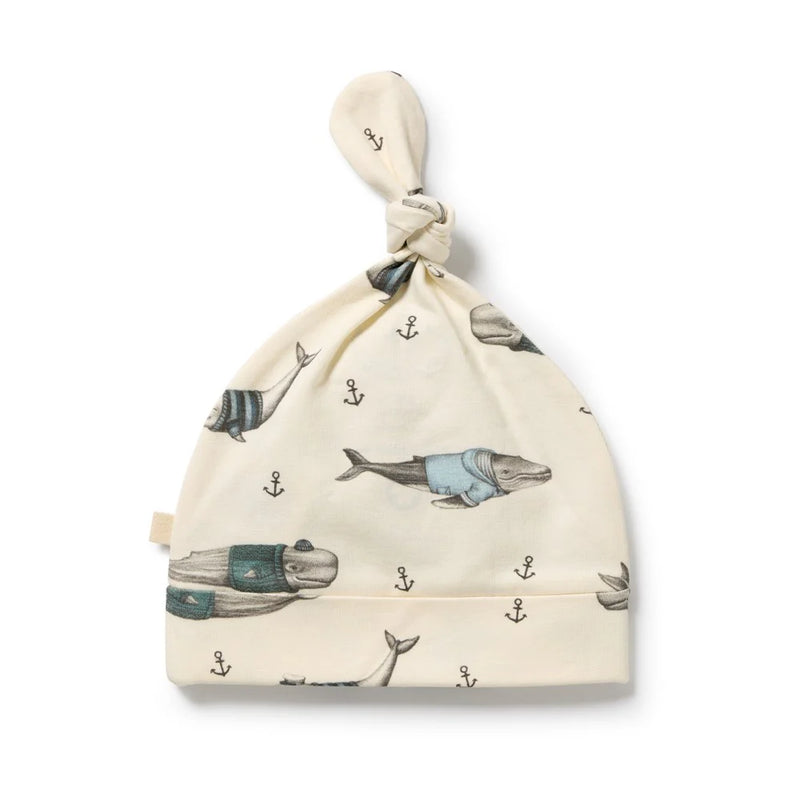 Wilson & Frenchy Woolly Whales Knot Hat - Organic Cotton Jersey
