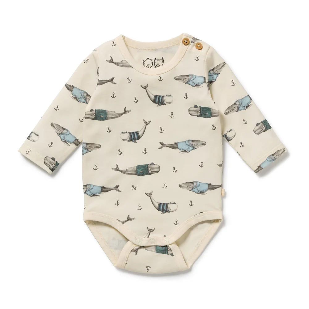 Wilson & Frenchy Woolly Whales Organic Bodysuit - Cotton Jersey