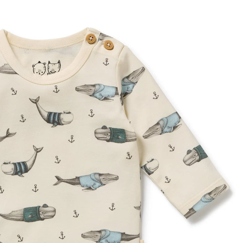 Wilson & Frenchy Woolly Whales Organic Bodysuit - Cotton Jersey