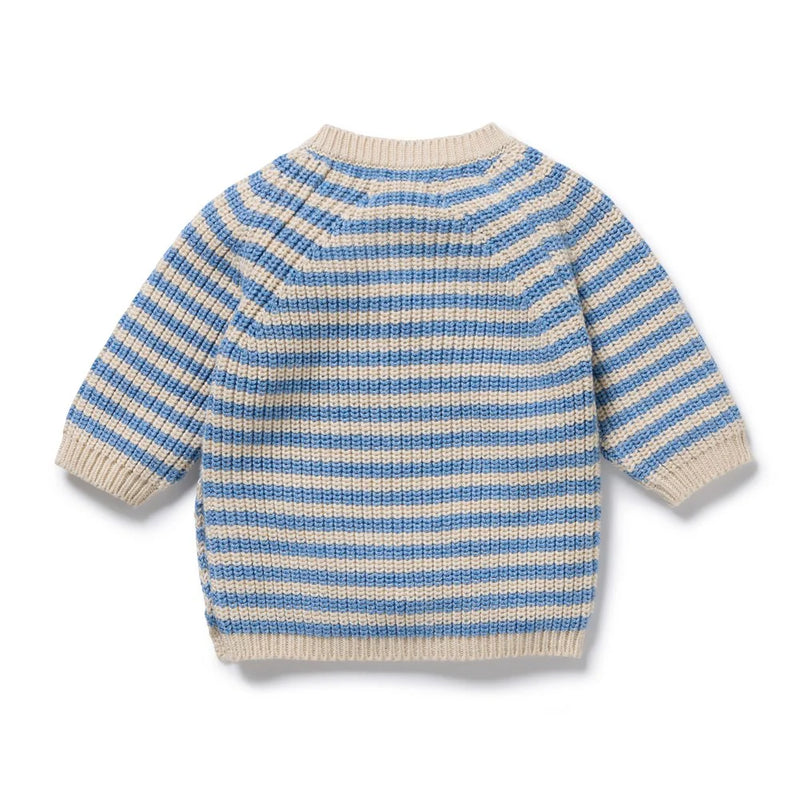 Wilson & Frenchy Blue Knitted Stripe Kimono Cardigan - Frosted Blue Knitwear