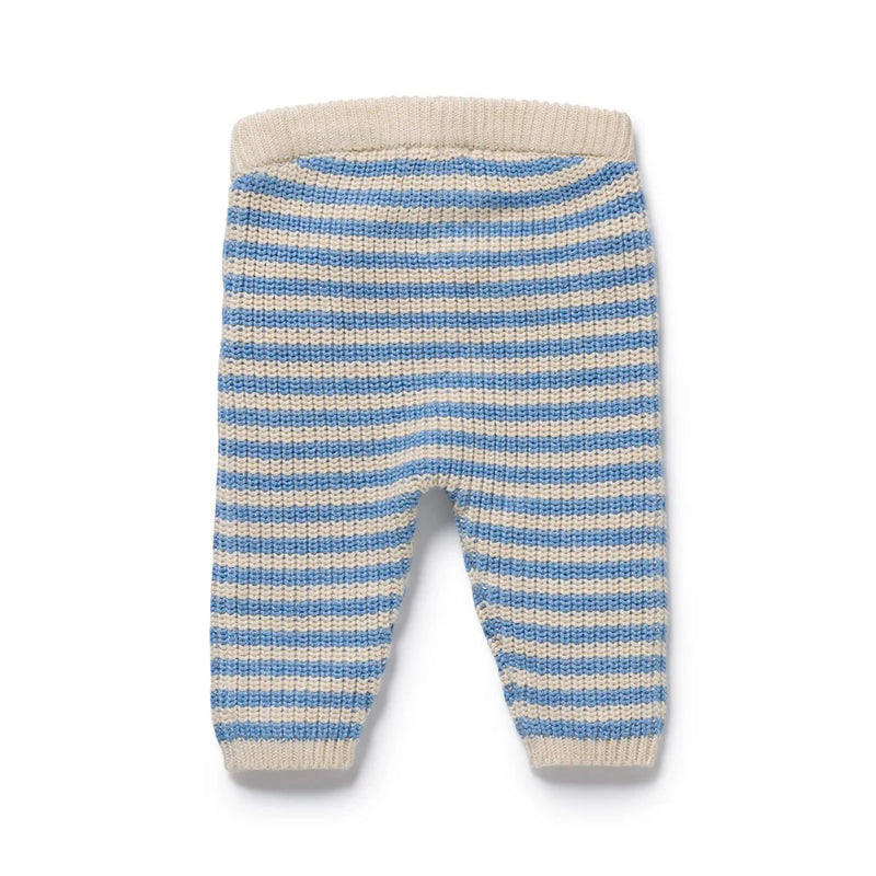 Wilson & Frenchy Organic Knitted Stripe Leggings - Frosted Blue