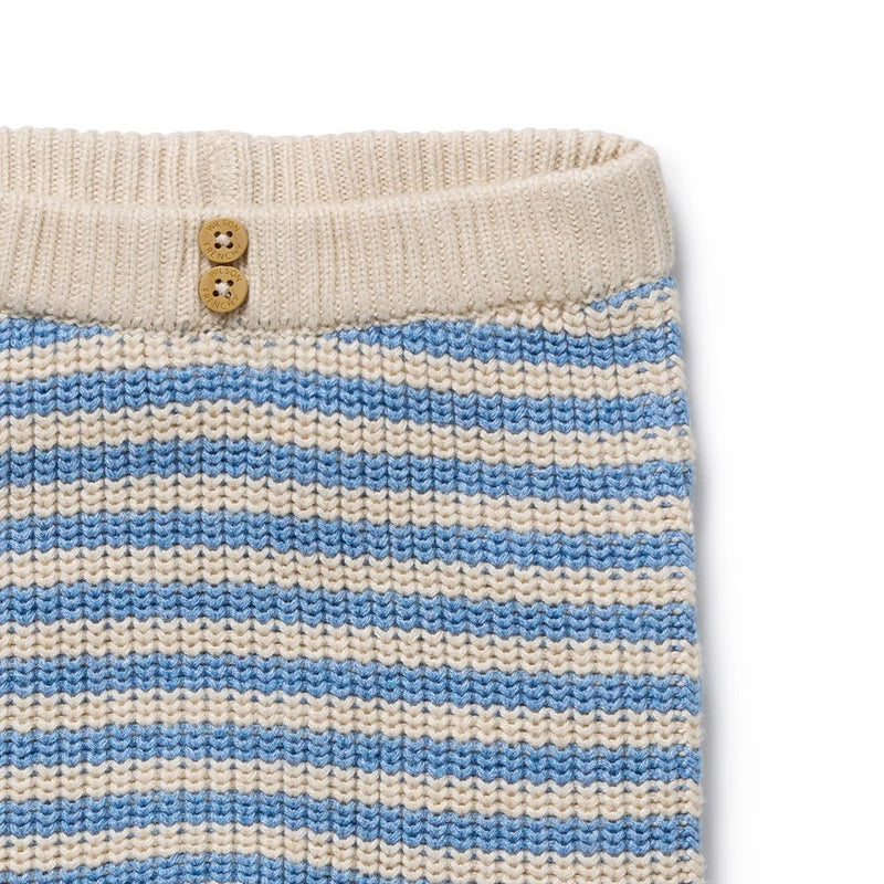 Wilson & Frenchy Organic Knitted Stripe Leggings - Frosted Blue