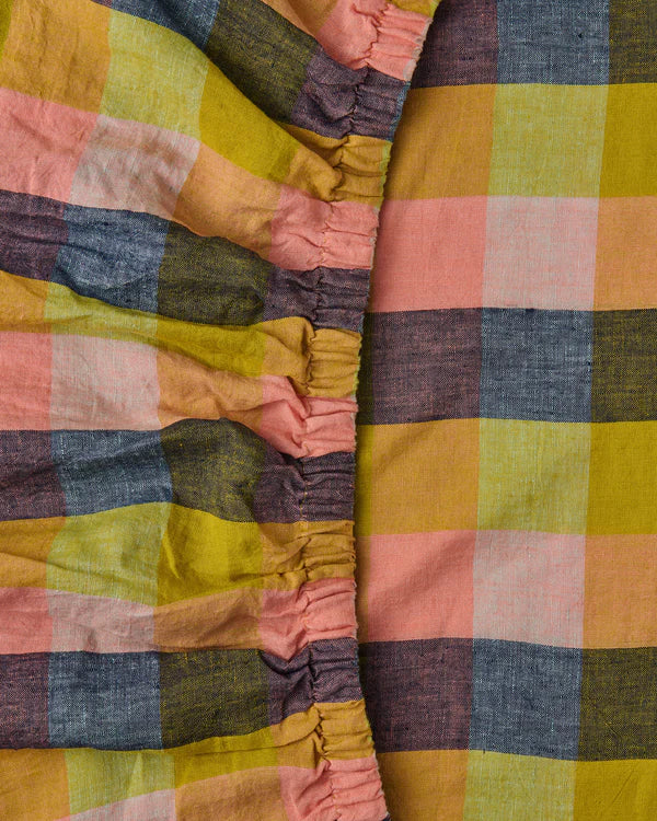 Kip & Co Florida Tartan Linen Fitted Sheet - King