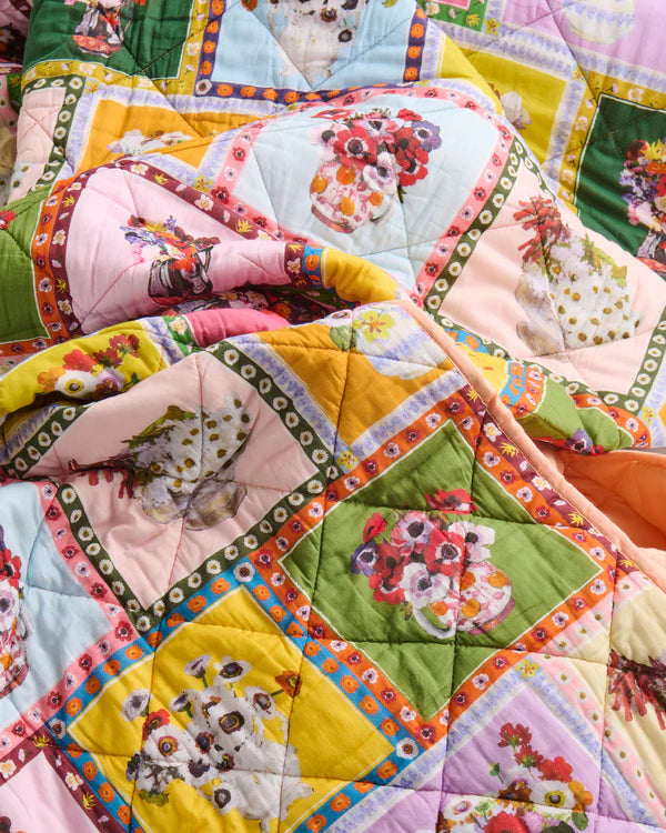 Kip & Co Margaret Preston - Margaret's Vases Organic Cotton Quilted Bedspread Large