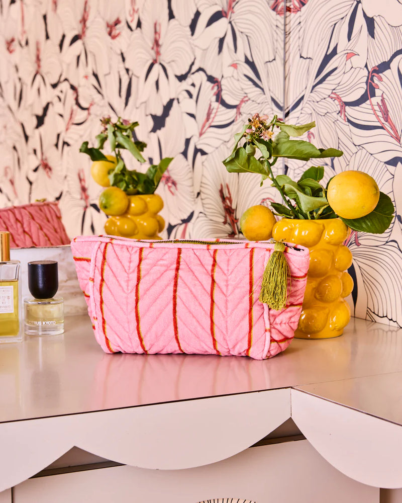 Kip & Co Wategos Soiree Stripe Velvet Toiletry Bag