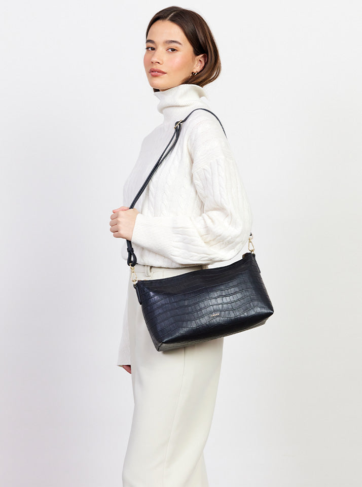 Saben Claudia Shoulder Bag - Black Croc
