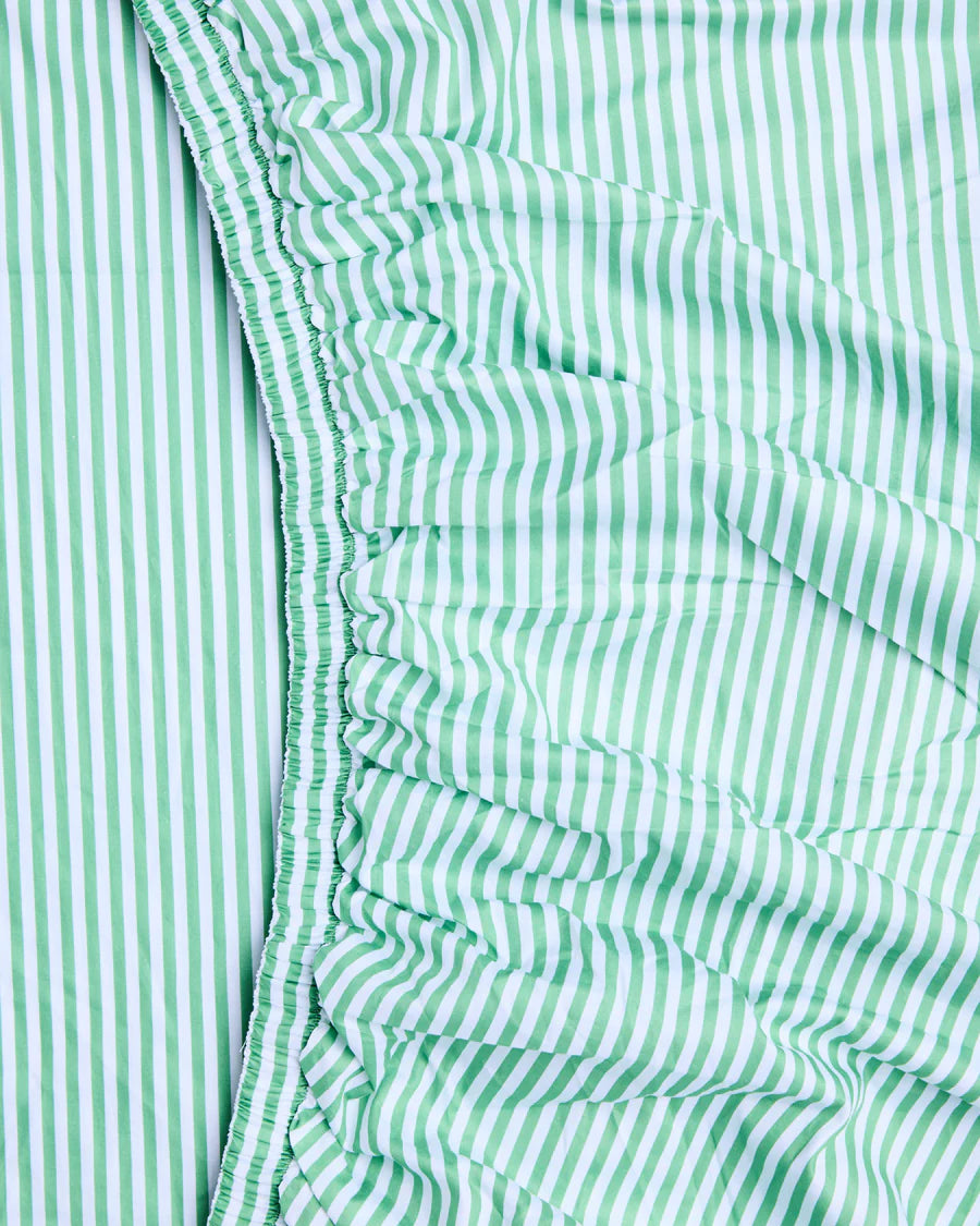 Kip & Co Tarragon Stripe Organic Cotton Fitted Sheet King