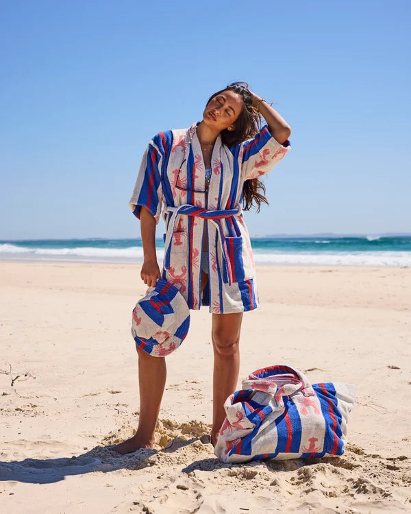 Kip & Co Lobster Fan Club Terry Mini Bath Robe S/M