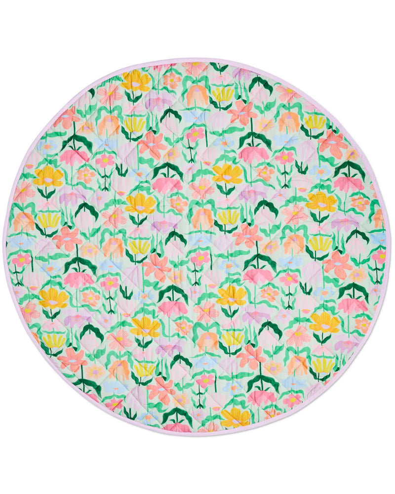 Kip & Co Popping Flower Green Quilted Play Mat
