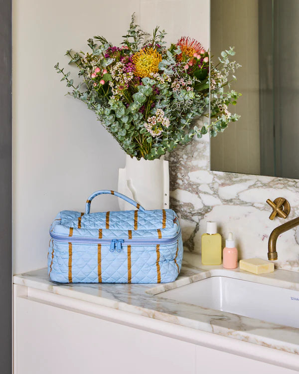 Kip & Co Como Stripe Quilted Cotton Toiletry Case