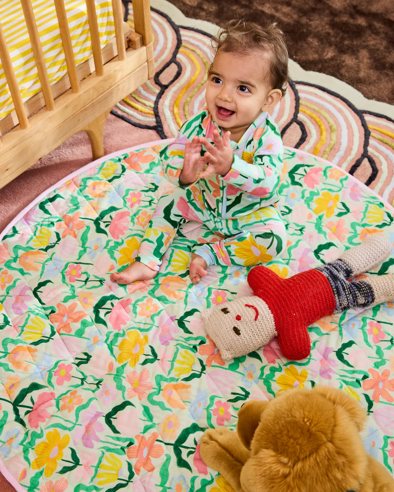 Kip & Co Popping Flower Green Quilted Play Mat
