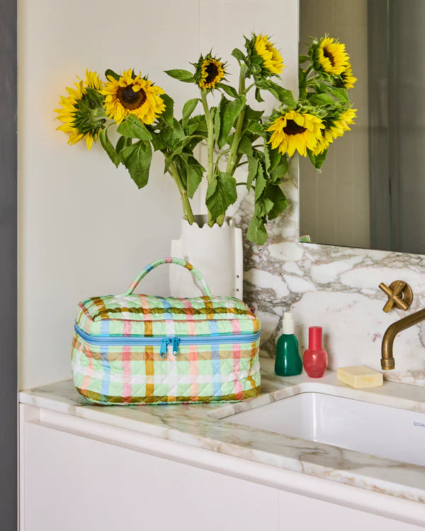 Kip & Co Candy Check Quilted Cotton Toiletry Case