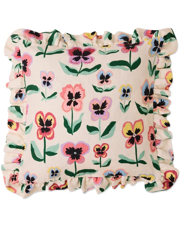Kip & Co Pretty Pansy Frill Cushion