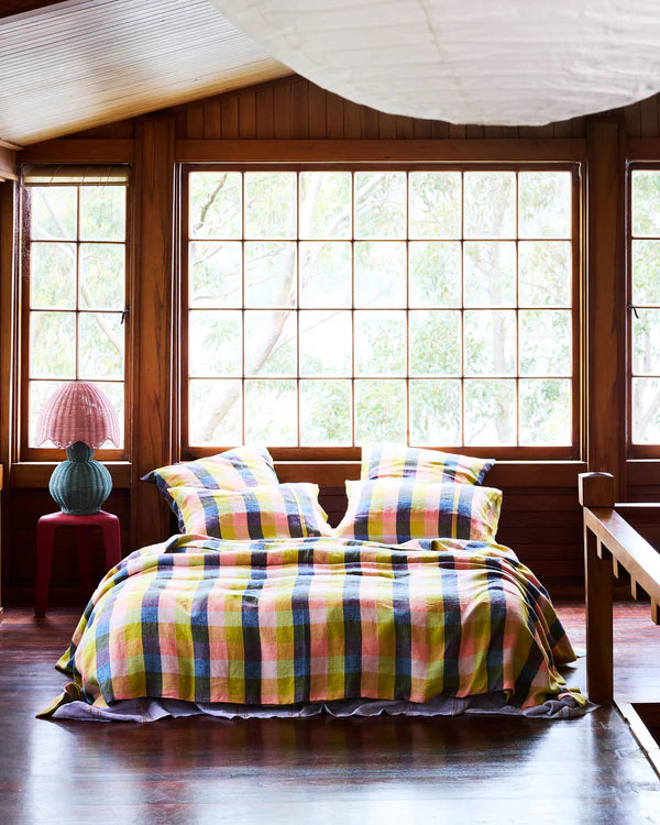 Kip & Co Florida Tartan Linen Quilt Cover - King