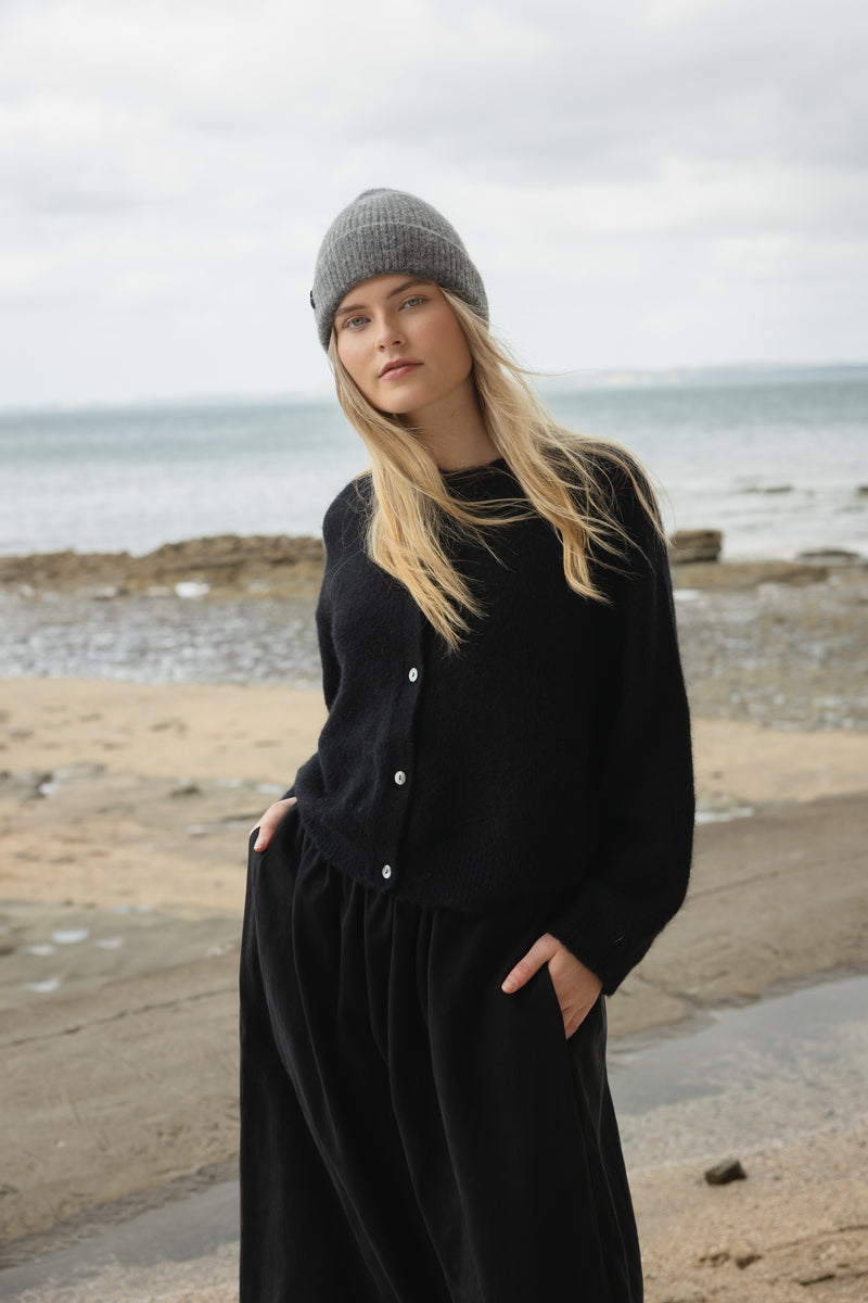 Sophie Alpaca Blend Cardigan - Black