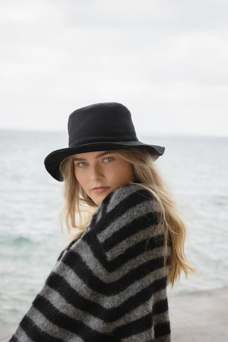 Sophie Alpaca Blend Cardigan - Graphite Stripe