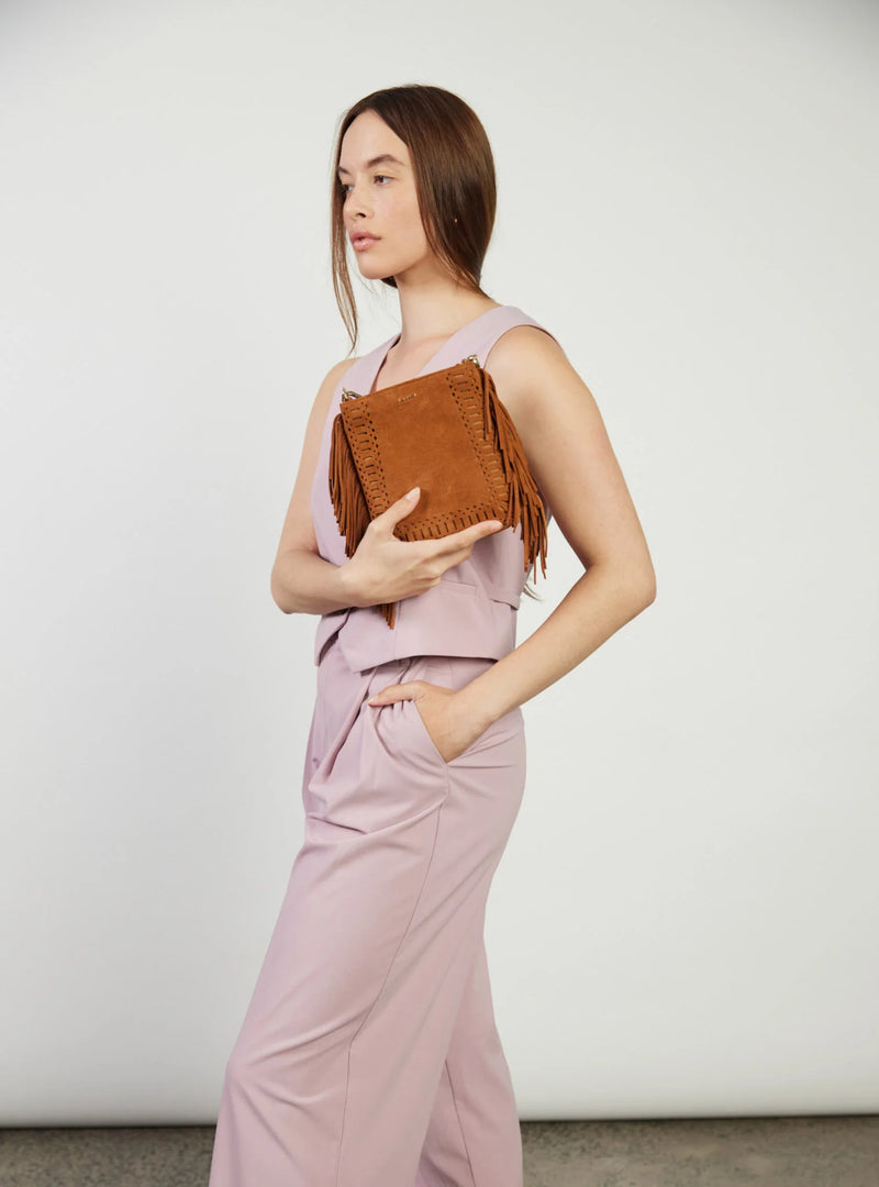 Saben Coco Mini Bag Tan Suede + Fringe
