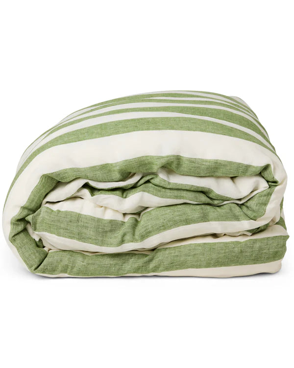 Kip & Co Moss Stripe Linen Quilt Cover - King