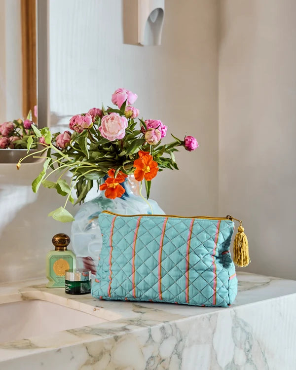 Kip & Co Aegean Stripe Quilted Cotton Toiletry Purse