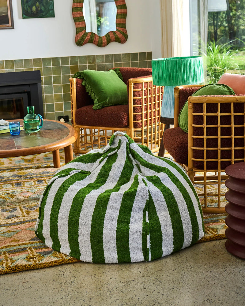 Kip & Co Moss Stripe Boucle Beanbag Unfilled